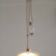 Vintage French Rise & Fall Counterbalance Ceiling Light Opaline Glass Shade