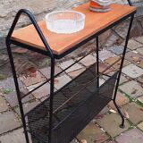 Vintage service year 50 perforated sheet metal and solid oak