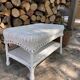 Table basse osier vintage blanche
