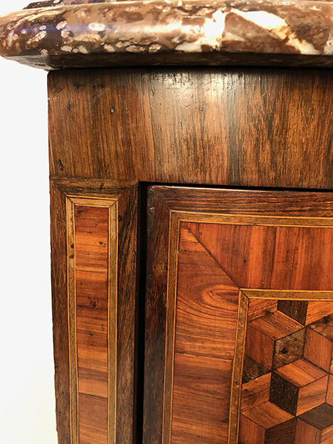 Fully inlaid neck cabinet, eighteenth-century marble top