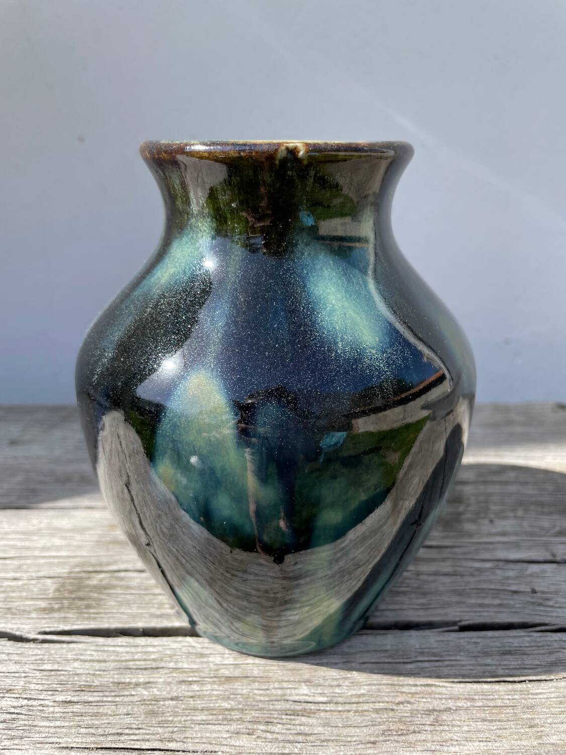 Signed ceramic flamed vase