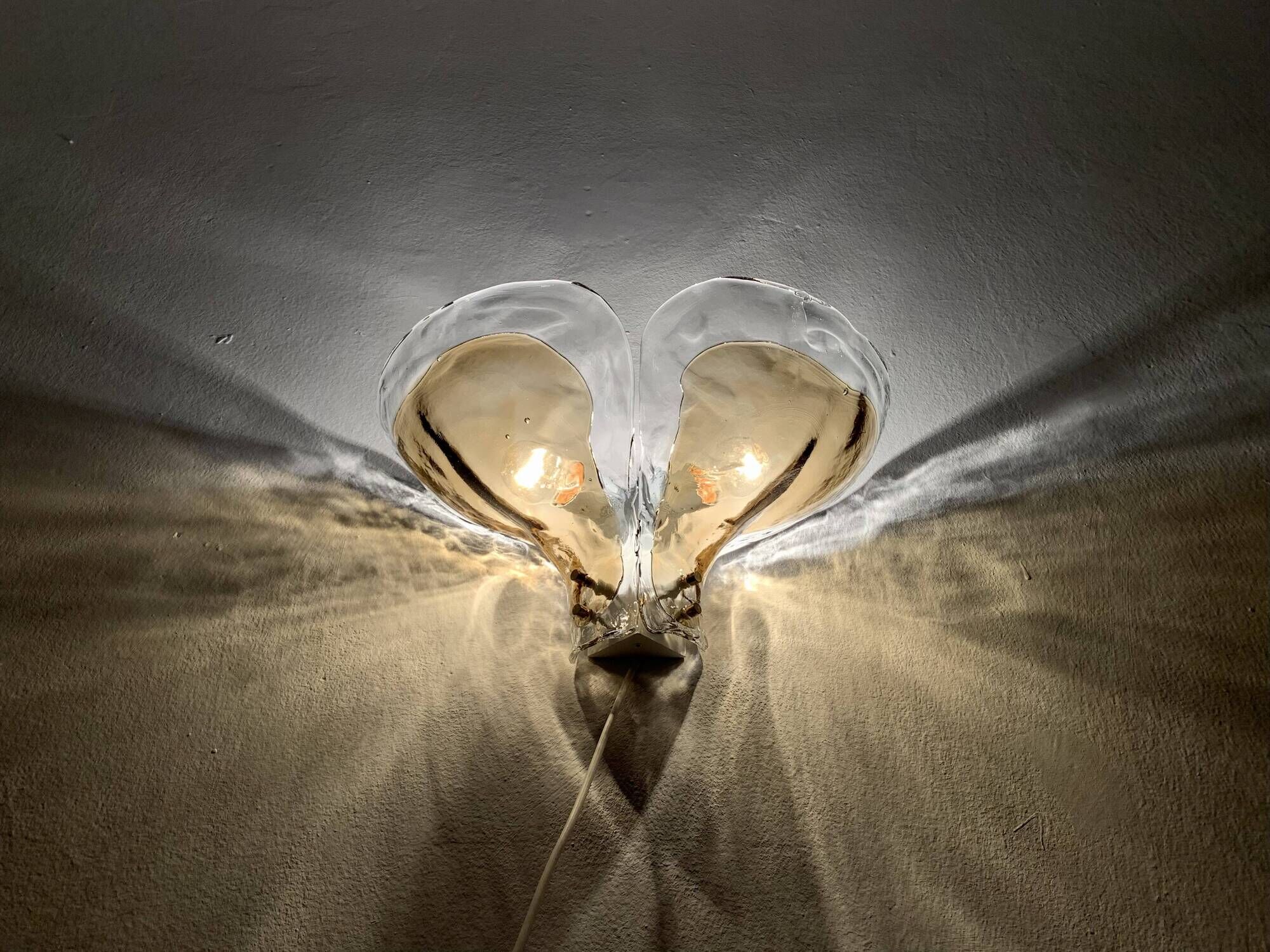 Set of 2 Smoked Glass Wall Lamps by J.T. Kalmar