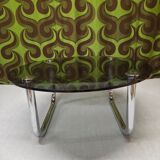 Vintage 1970s smoked glass chrome coffee table