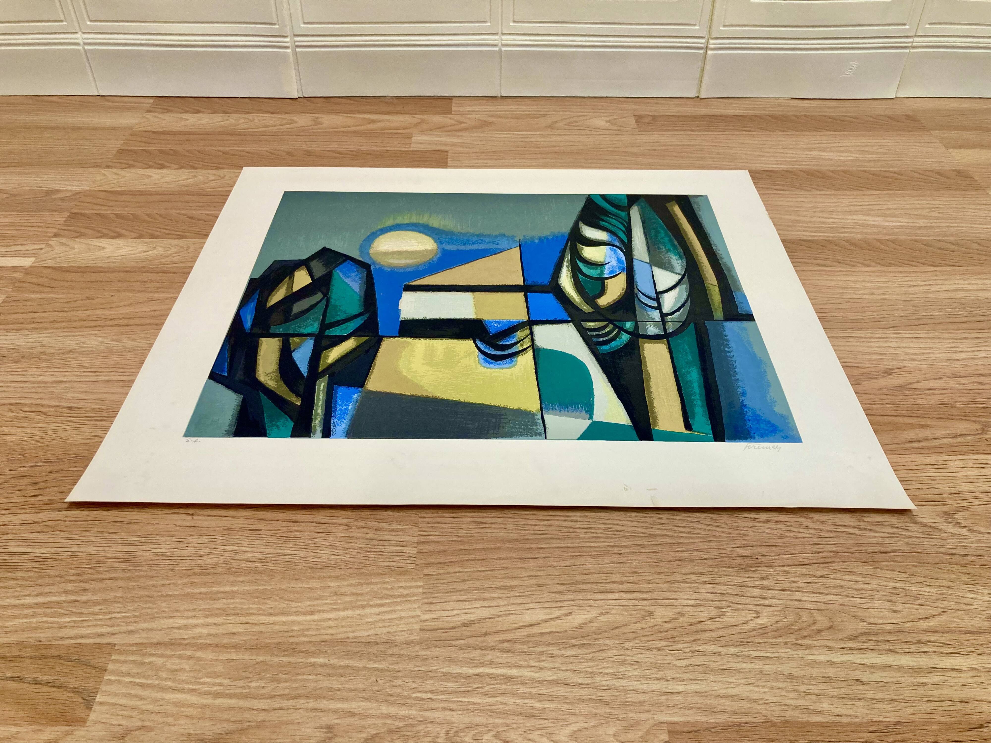 Lithograph signed "Albert Ferenz" Design 1950.