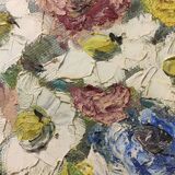 Oil on canvas bouquet signed