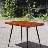 Modernist wood & steel coffee table France 1950s