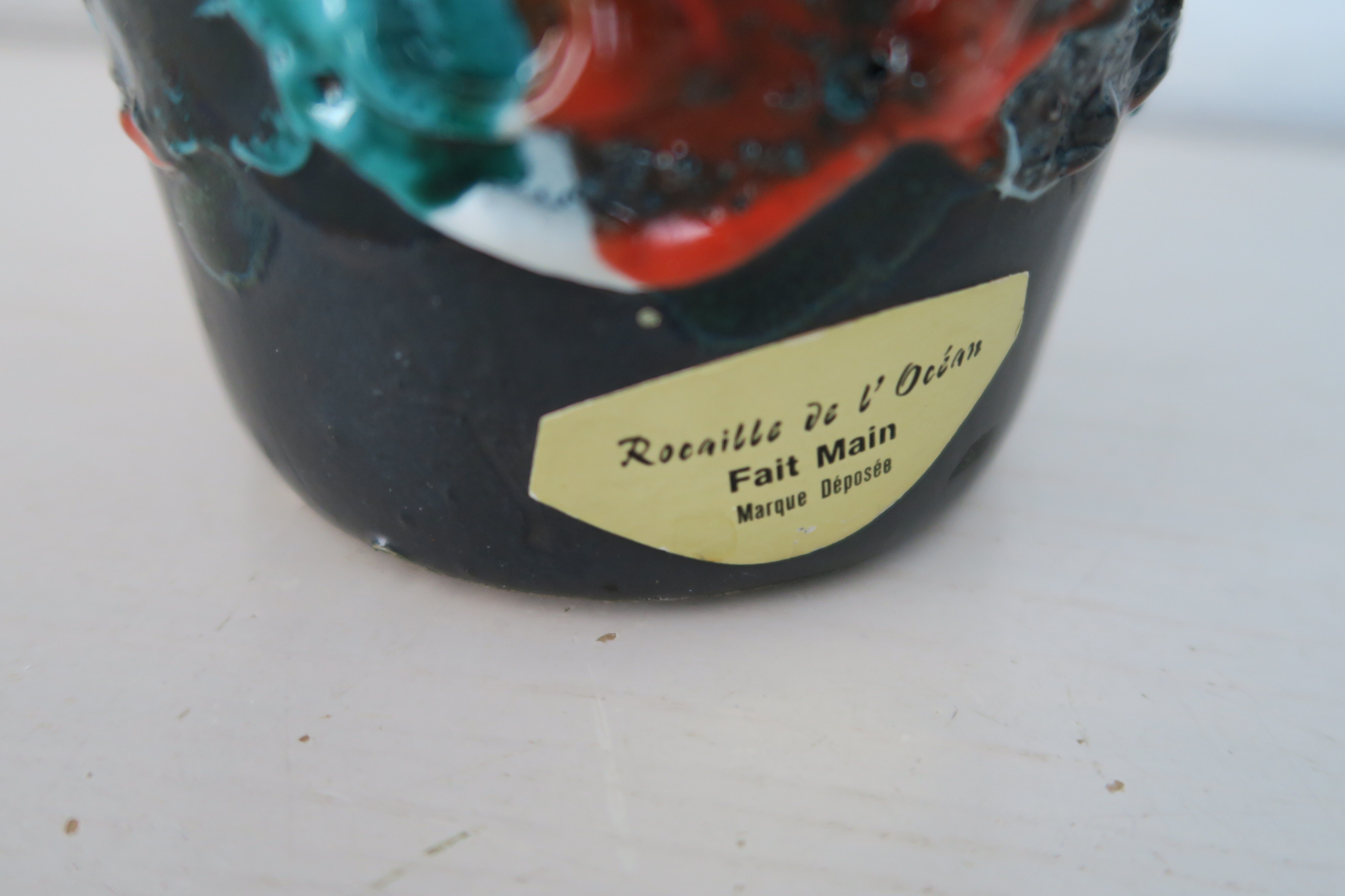 Large Vase Rocaille de l'Océan Fat lava Vintage 1960 Handmade 29 cm