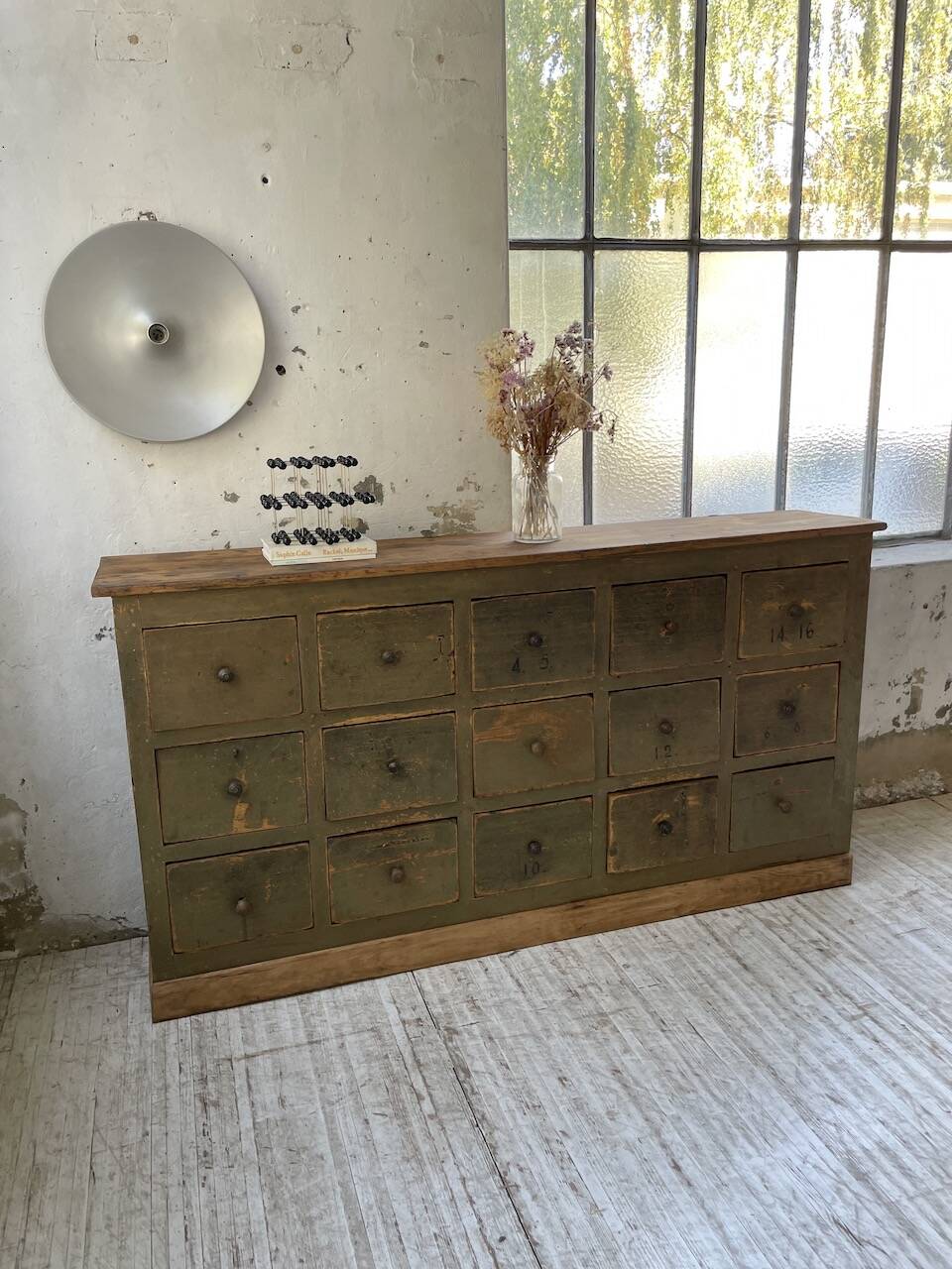 Green patina workshop furniture