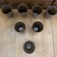 Set of 7 Cups Mugs DIGOIN Beige Stoneware Made In France Vintage #E