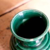 Ancient vase in green ceramic Poet Laval