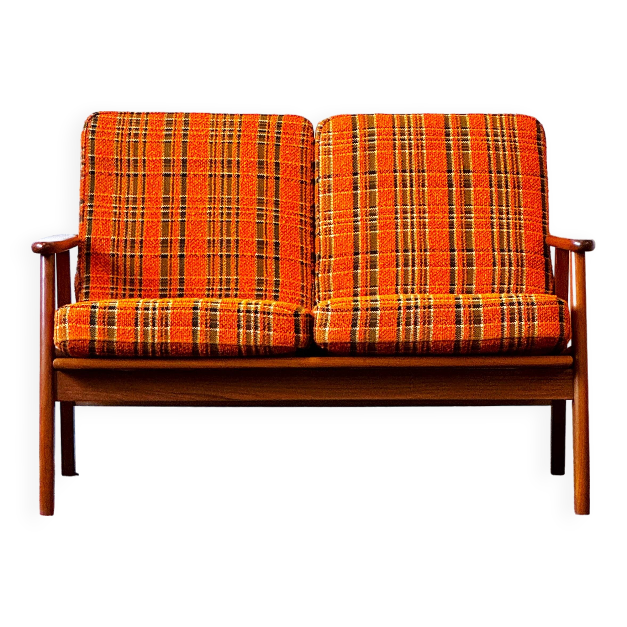 Teak and wool sofa, Denmark 60s/70s, vintage, mid-c modern