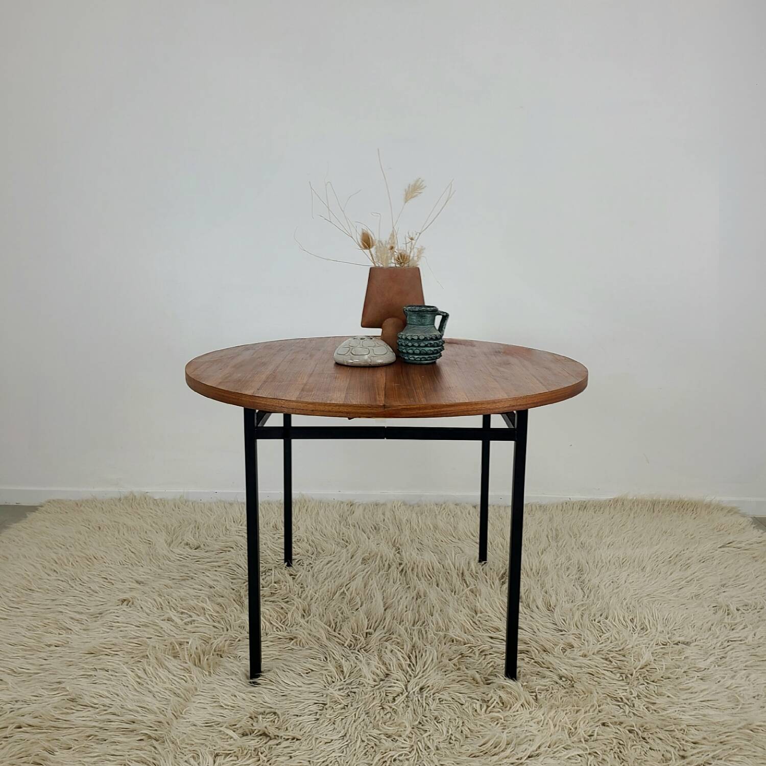 Vintage round dining table designed by Marcel Gascoin 1960s