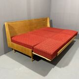 Mid-century folding sofa bed by Drevotvar, 1970s, Czechoslovakia