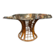 Table pied bambou & verre fumé