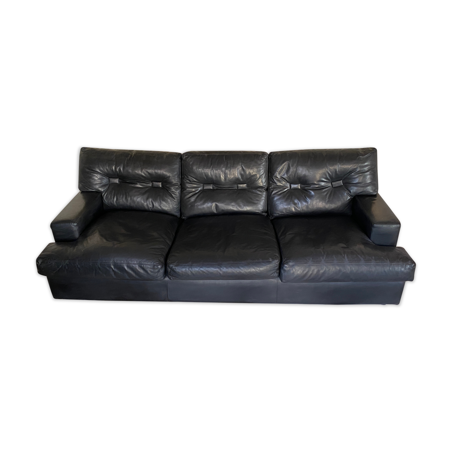 Sofa 3 places Genuine black leather brand ERTON