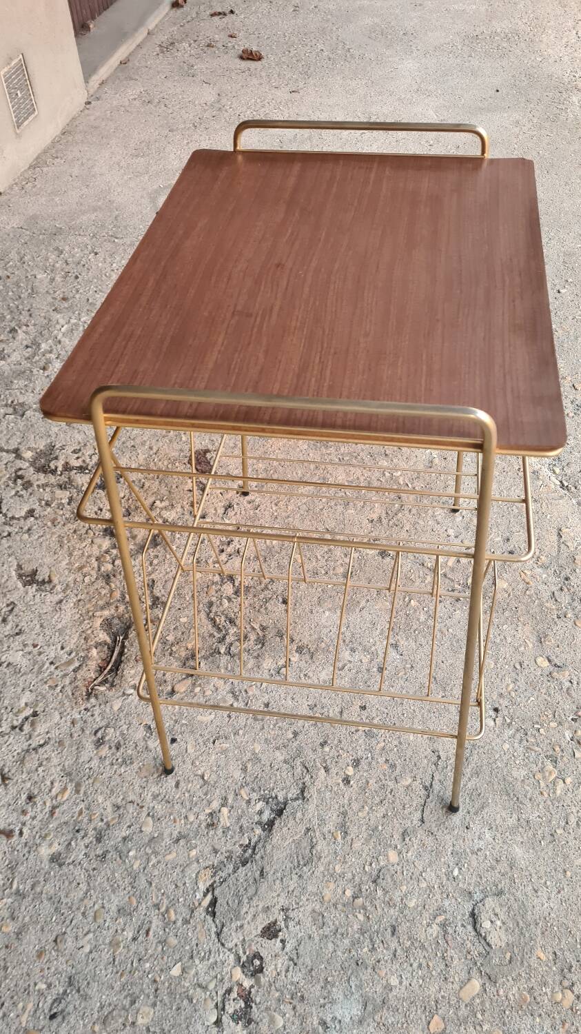 Vinyl storage side table