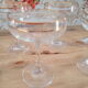 Lot of 5 glass champagne glasses and gold eders