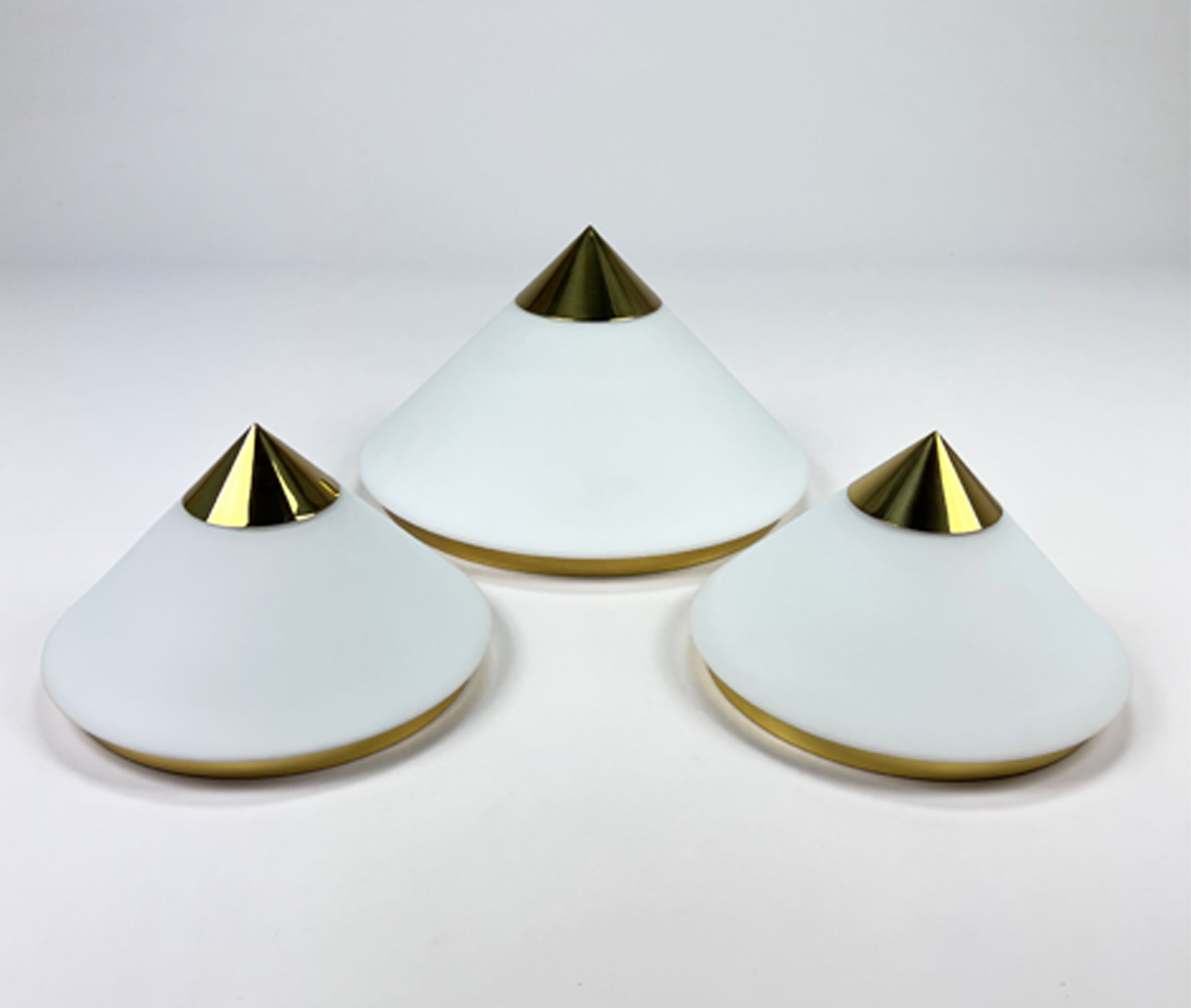 Hollywood Regency Brass and Opaline Glass Ceiling/Wall lamp by Glashutte Limburg, 1970s