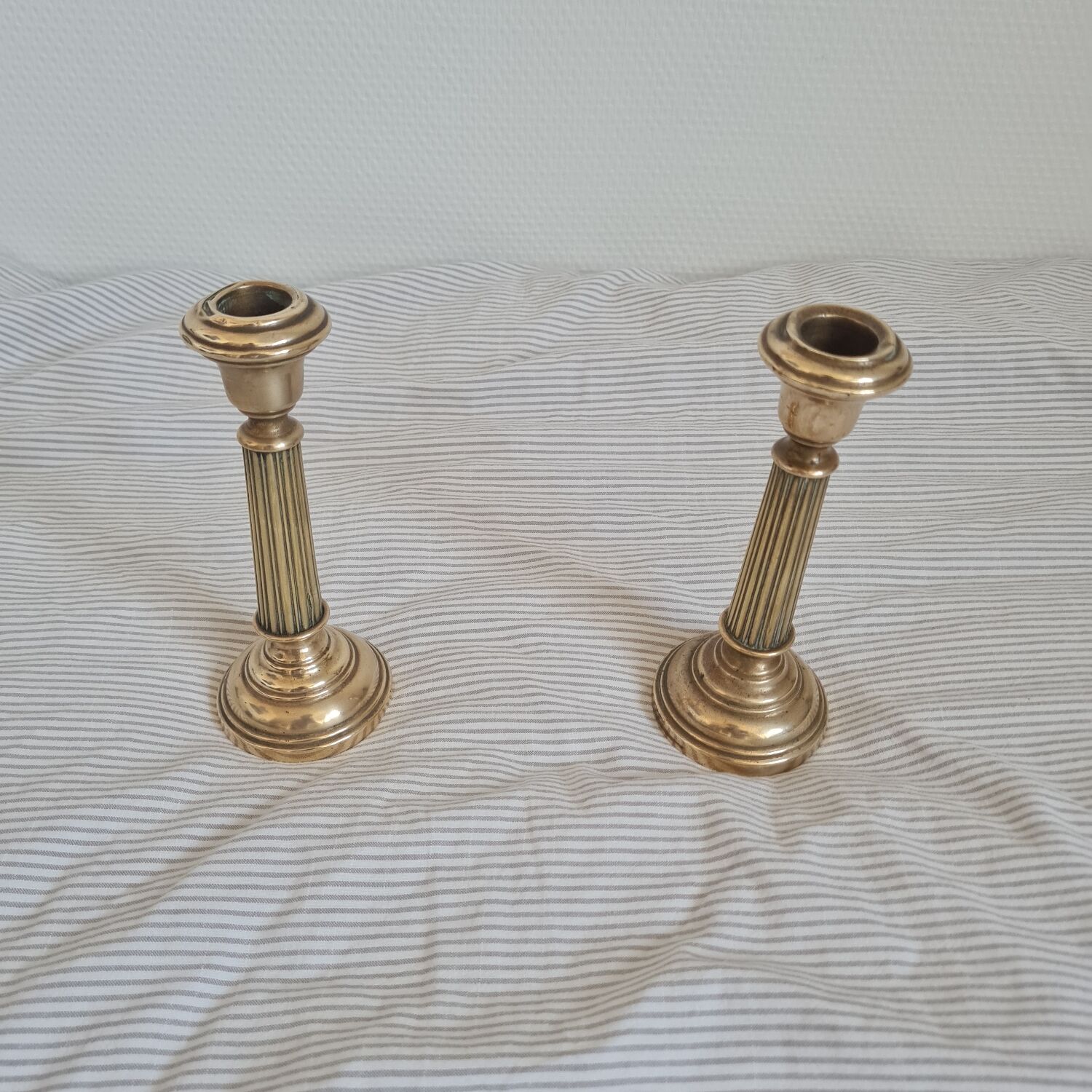 Pair of brass candle holders