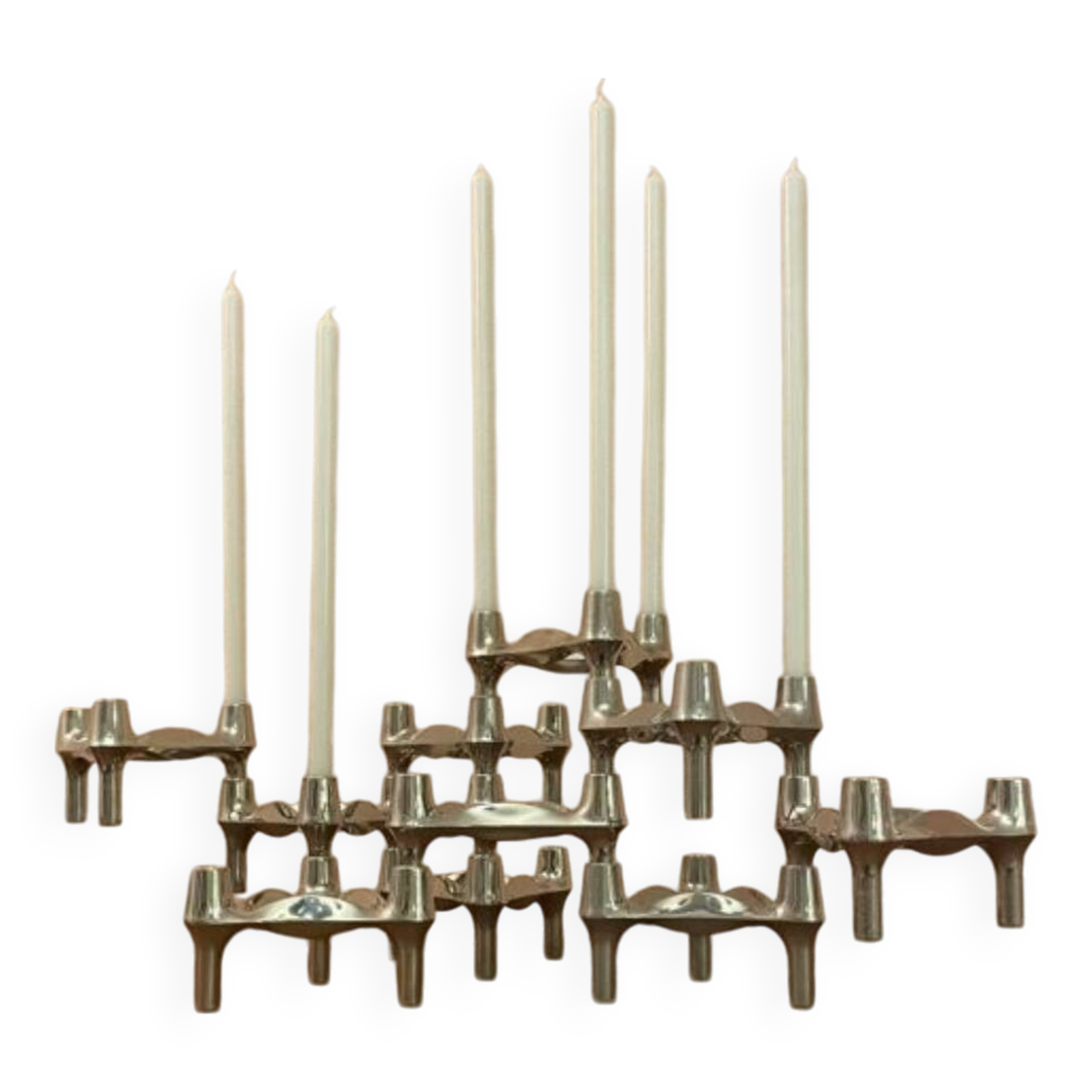 Set of 10 candle holders by Ceasar Stoffi & Fritz Nagel for Quist