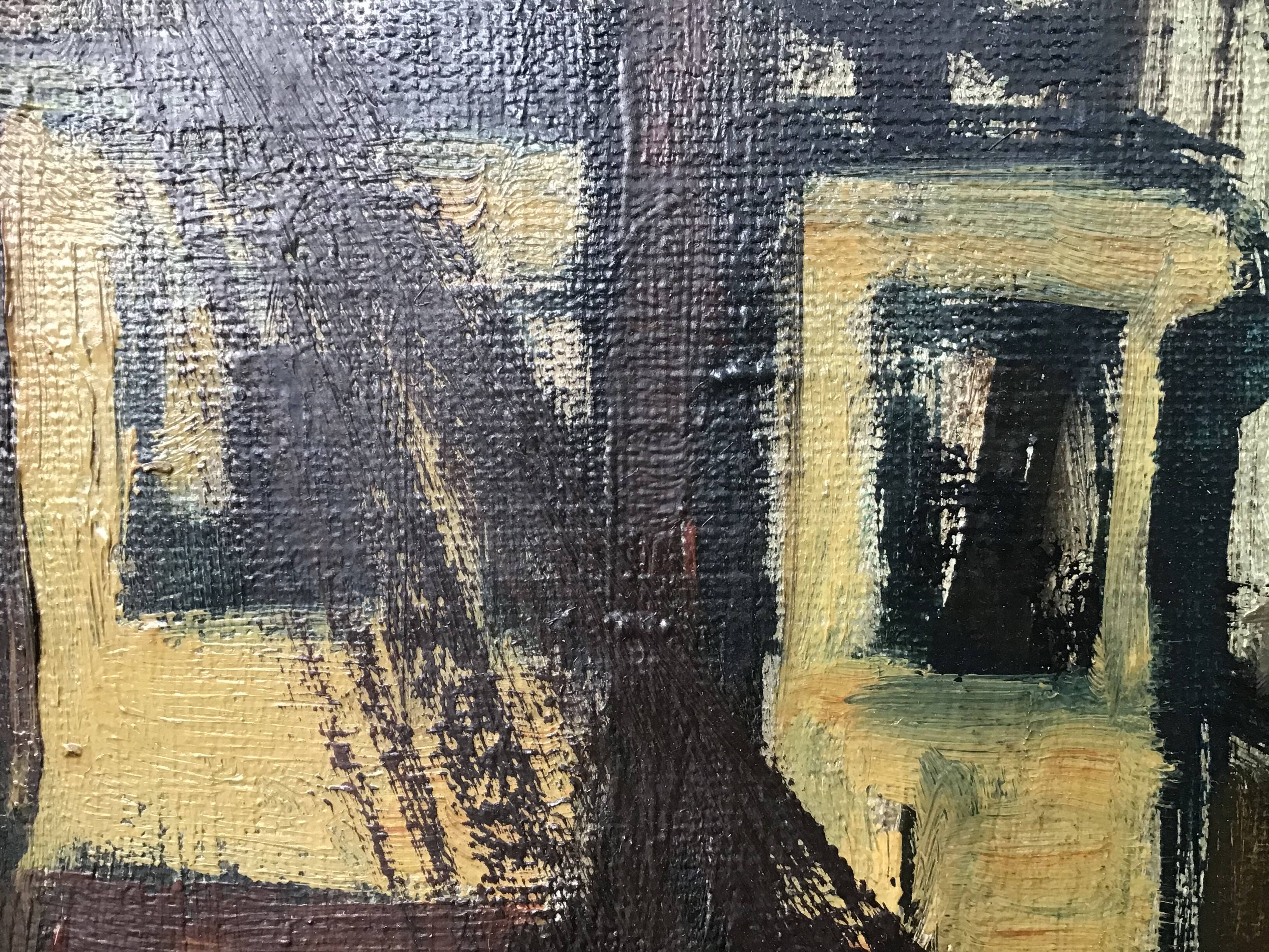 Oil on canvas - “The deck of the trawler returning from fishing” by Lucien Staquet (1911-1989)