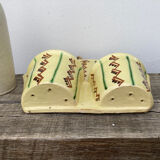 Wall-mounted planter or cutlery drainer in yellow vintage ceramic