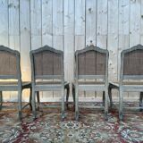Suite de 4 chaises cannées de style Louis XV rechampi