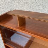 glass wall bookcase in vintage teak 1950