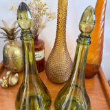 Vintage green glass decanter