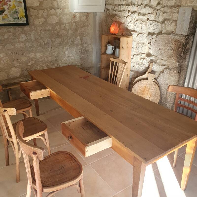 Farm table - 2m40 - 2 drawers