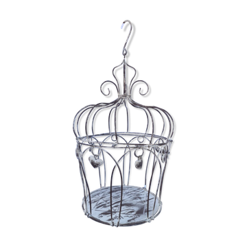 Cage à oiseaux décorative avec des coeurs en fer