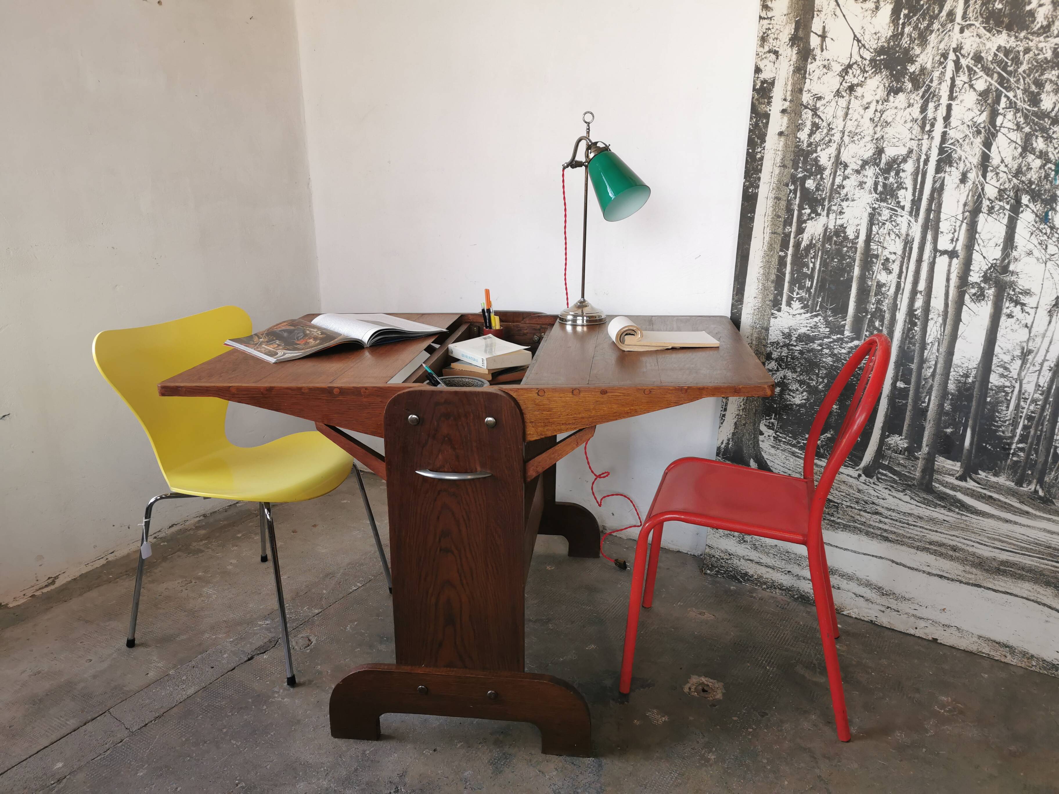 Double retractable desk 1950, Raclem