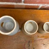 Antique niderviller lauze set pitchers + sugar pot vintage beige stoneware #