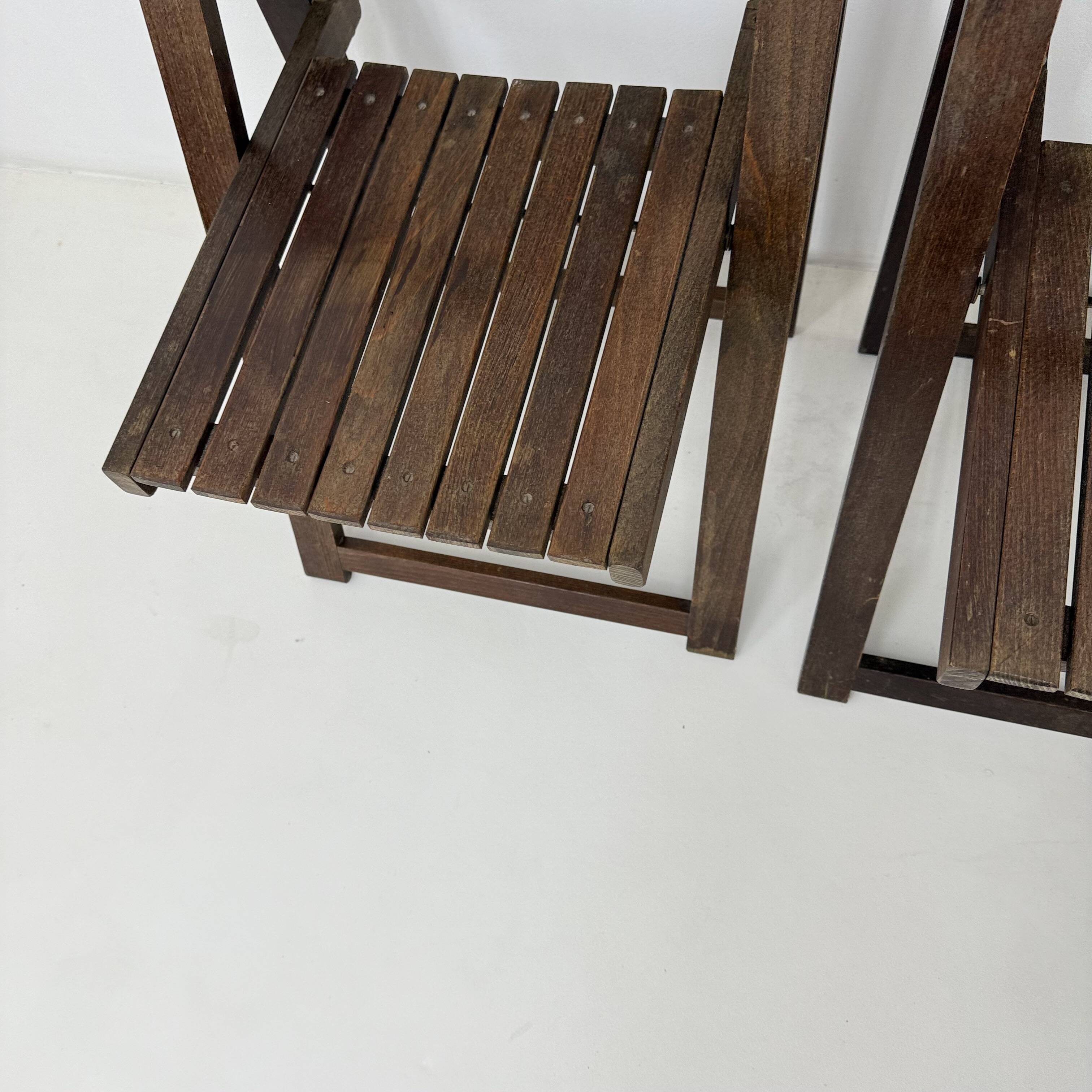 Set of 3  wooden folding chairs, 1960’s