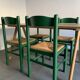 Série de 4 chaises en bois et paille