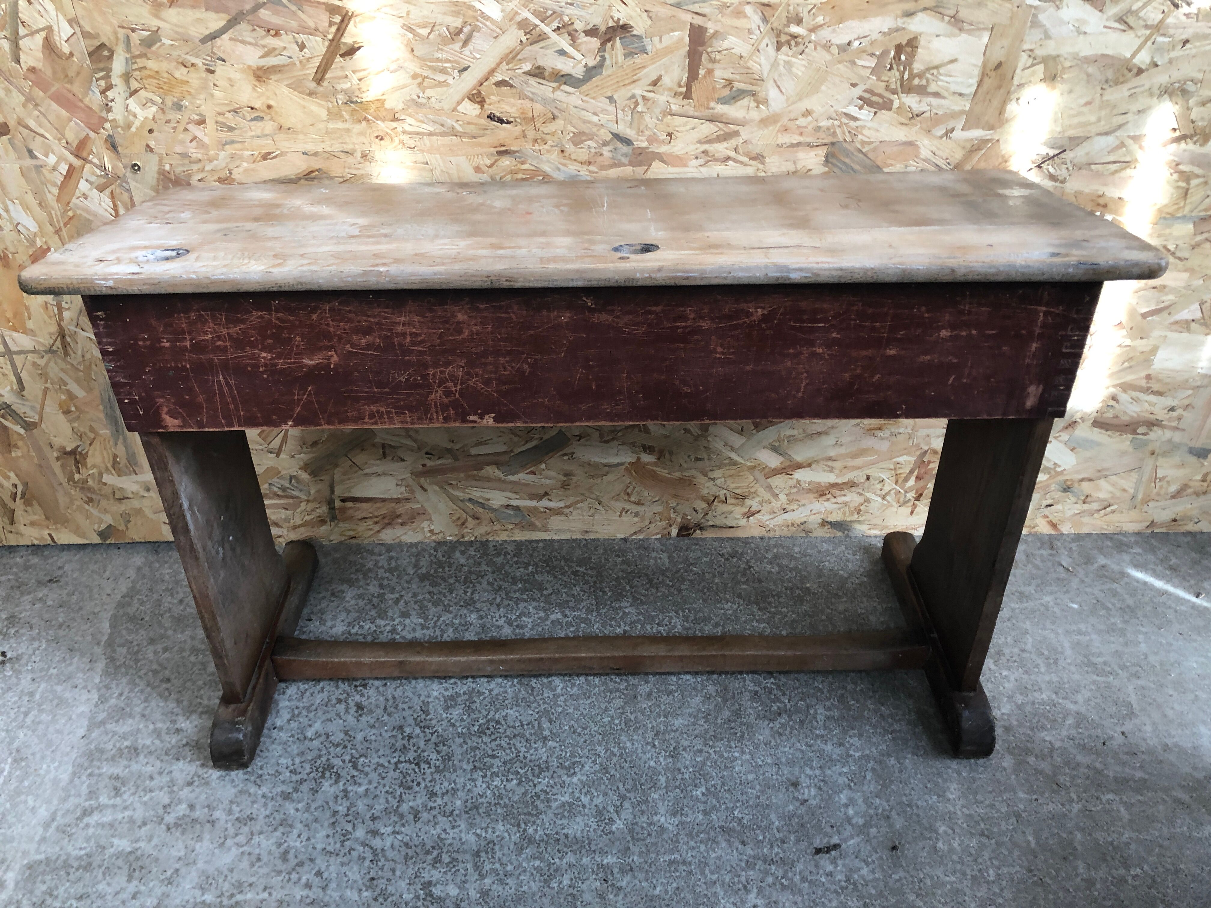 Old school office desk double wood box vintage inkwell location