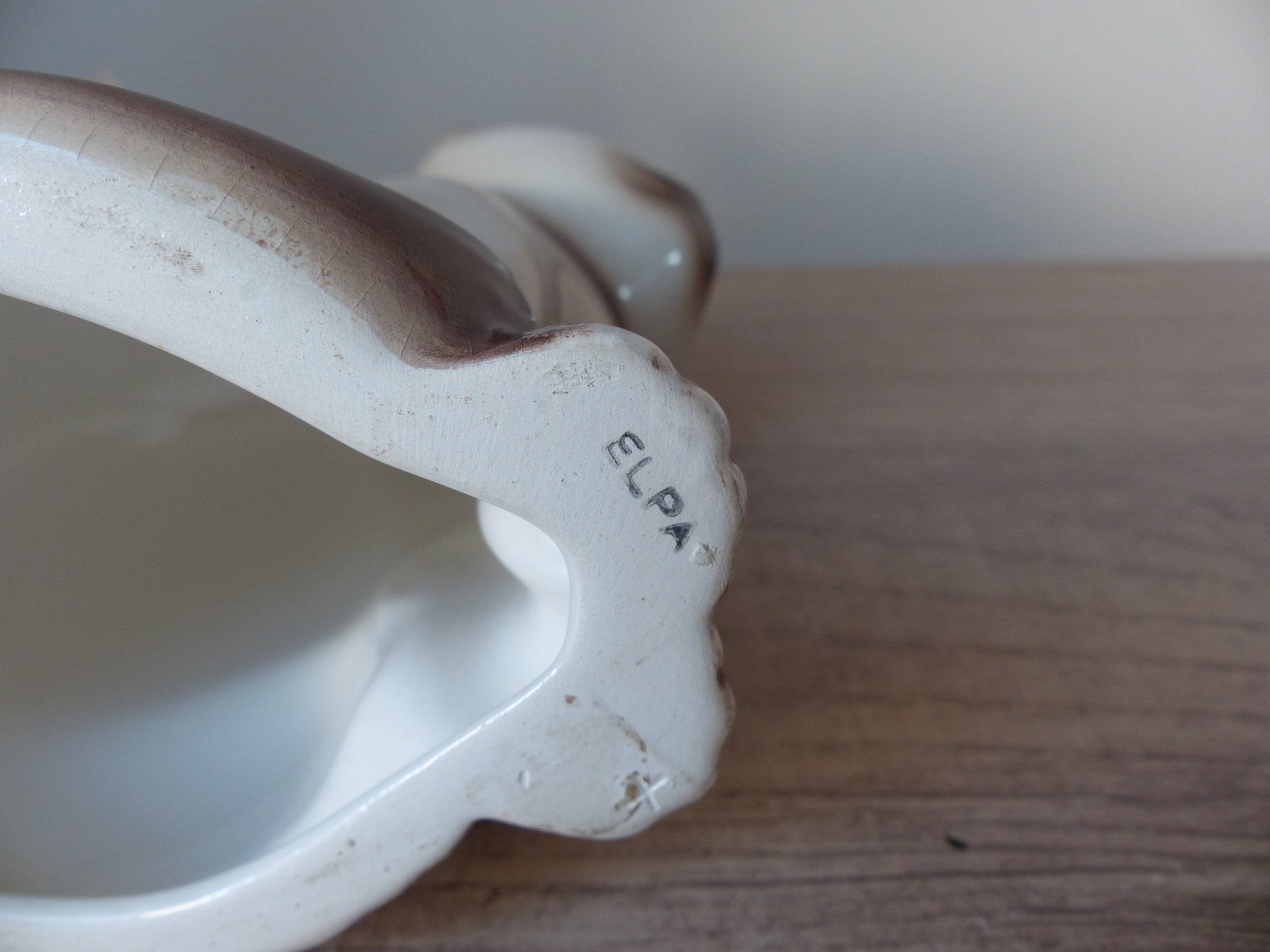 Vintage Siamese Brown Kitten Figurine with Blue Eyes Ceramic Elpa Alcobaca