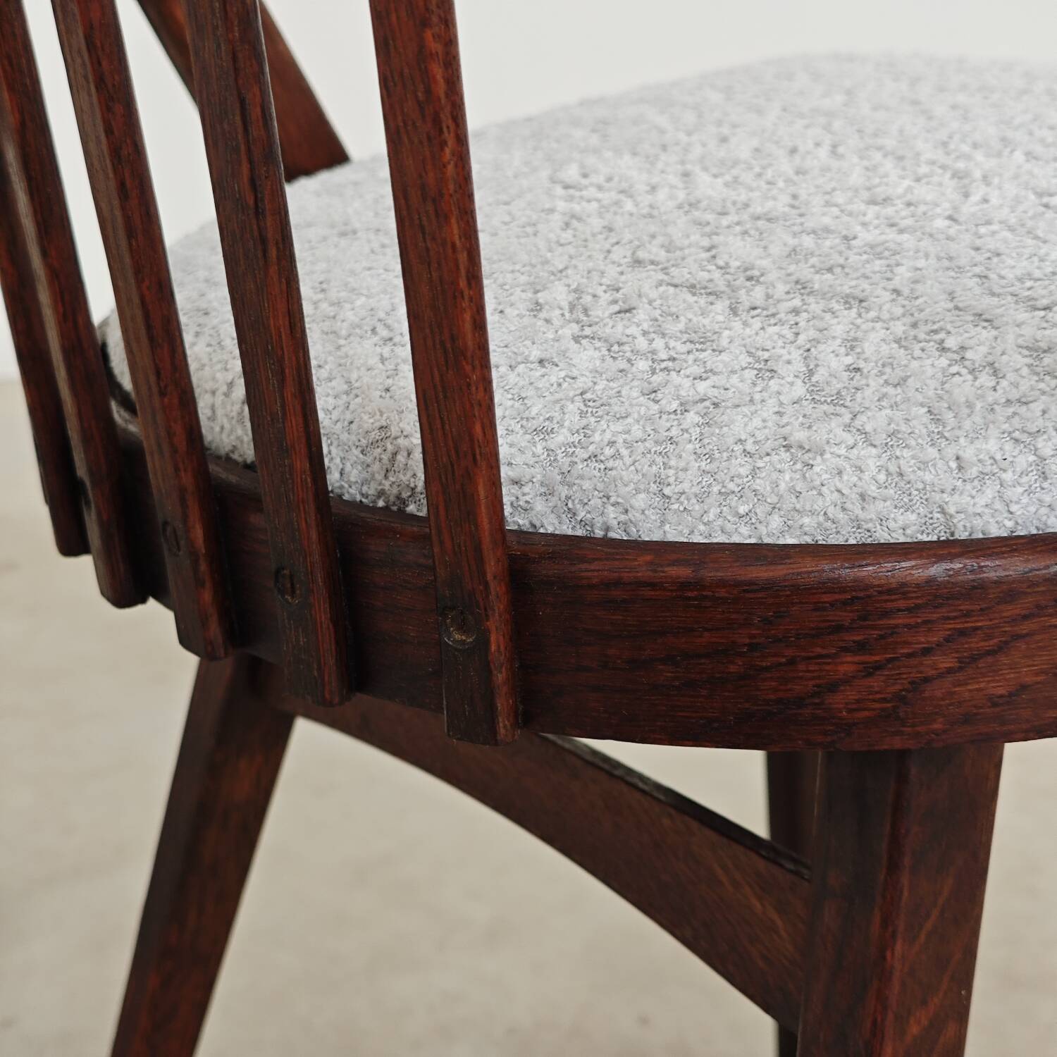 Set of 4 grey bouclette chairs by Antonin Suman