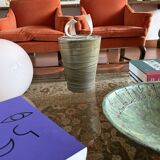 Mid-century style dark green ceramic vase, Gabriele Bucci Italy ca. 2000s