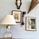 Glass lamp, brass, 2 M fabric cable, 50s lampshade