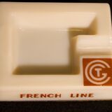 Three opalex ashtrays at the Logo of the Trans-Atlantic General Company - French Line - Model created by Jean Luce for the cruises of the liner Normandy and France