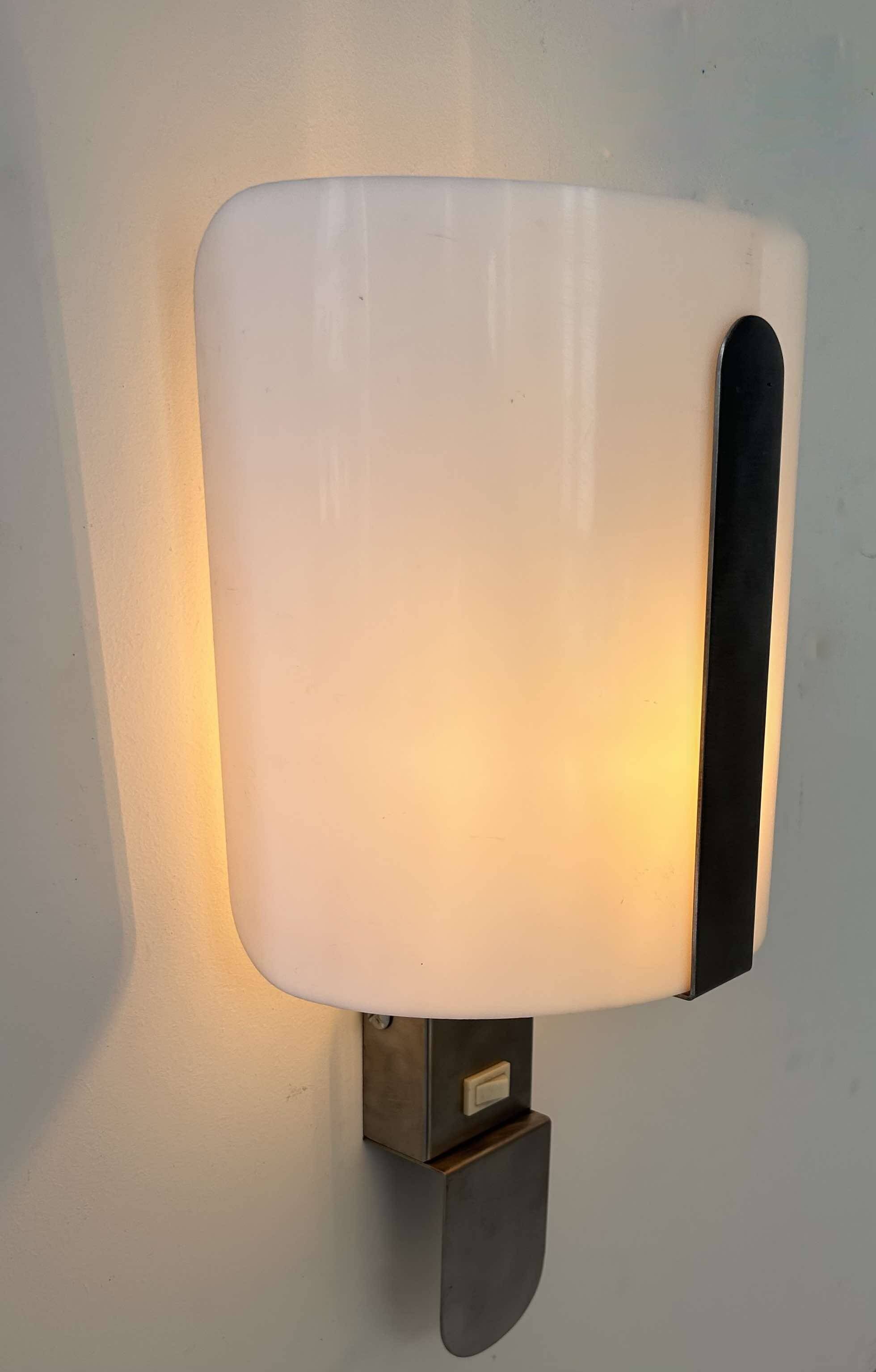 Vintage Arlus wall light, Perspex and brushed metal, France 1970