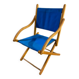 Vintage wooden folding garden armchair