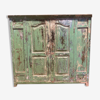 Green lacquered teak cabinet