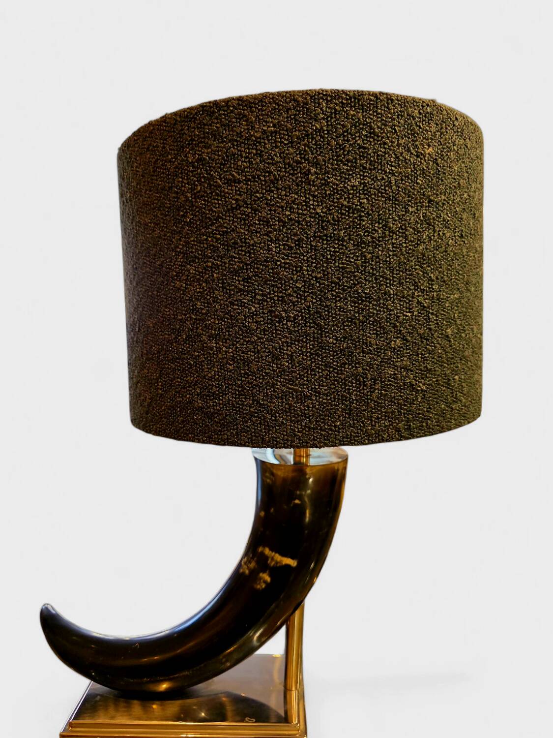 Brutalist lamp made from cow horn.
