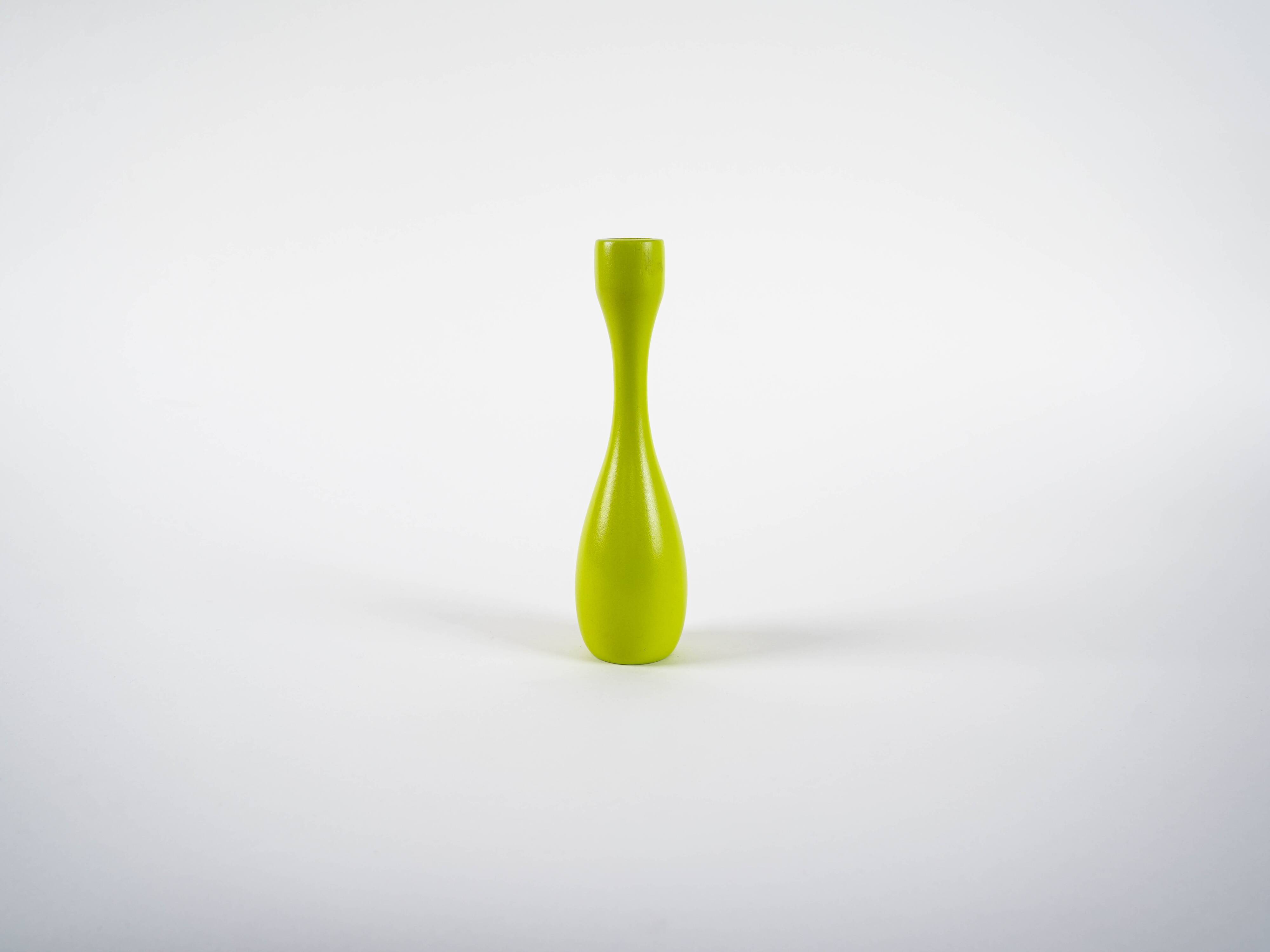 Lime-coloured candlestick, Danish design, 1970s, made in Denmark