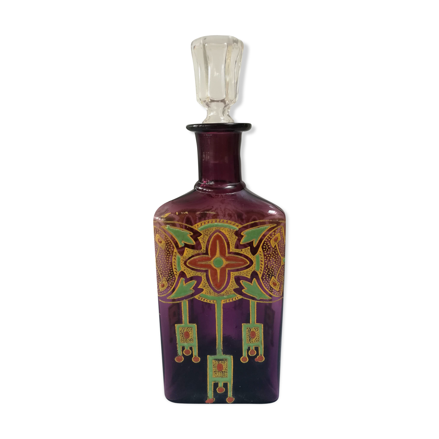 Enamelled decanter of the XXth Art Deco style