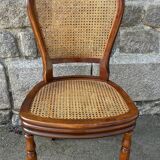 Four caned and wood chairs, Louis Philippe style, vintage, 1960s