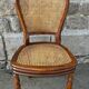 Four caned and wood chairs, Louis Philippe style, vintage, 1960s