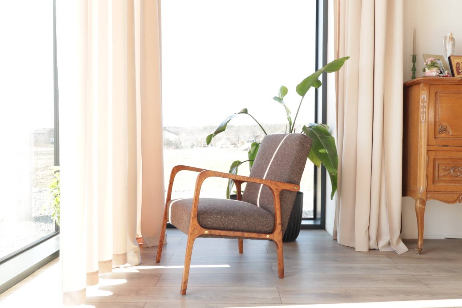 Vintage armchair chocolate granola mid-century modern design 1960